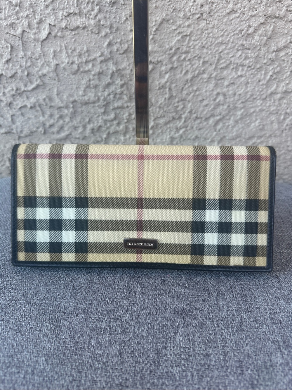 BURBERRY Tan Nova Check Continental Wallet with Black Trim